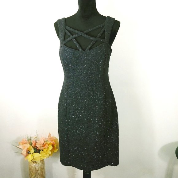 Eliza J gray sparkle dress size 12 Scuba Pencil Sheath - Picture 1 of 10